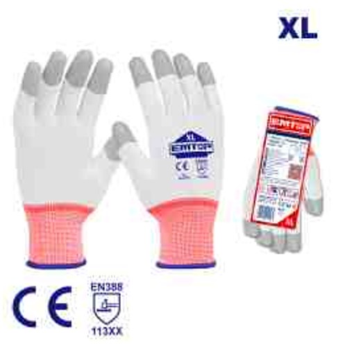 Professional XL PU Coated Gloves 13 Gauge - Polyester Liner 12 Pairs/set Protection Level 113XX Oil Environment Worker Touchscreen Poly Bag